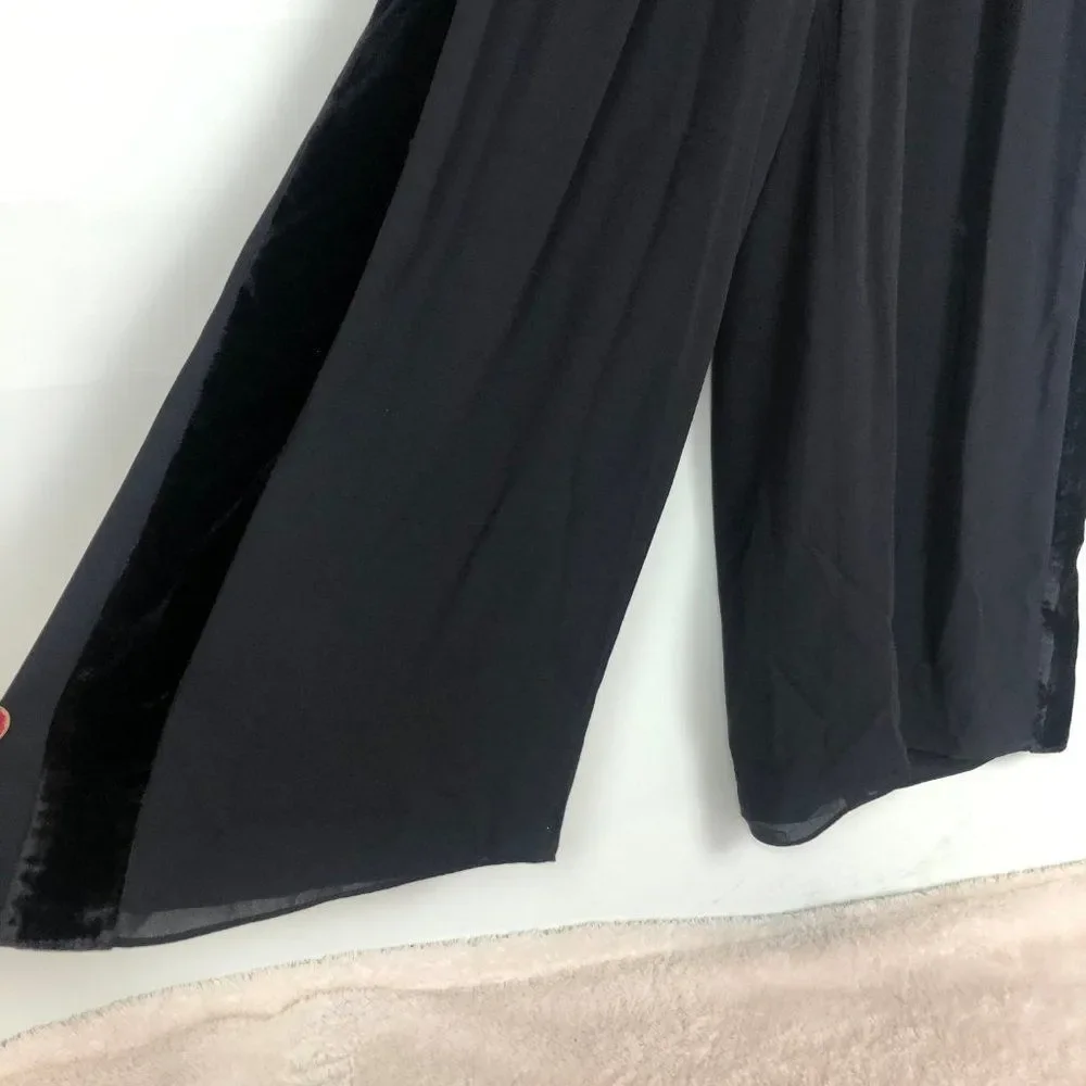NWT Kate Spade Black Mixed Velvet Cropped Jumpsuit